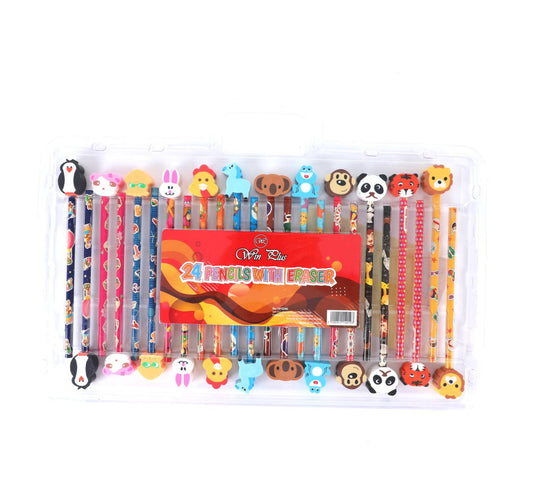 Win Plus Fancy Pencil with Eraser, 48 pcs, TTM003