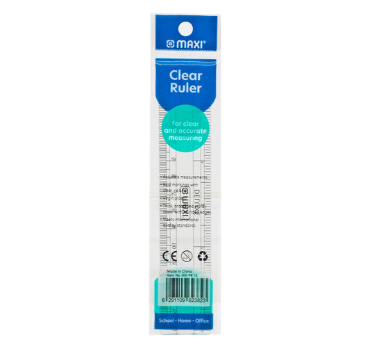 Maxi Clear Plastic Ruler 15cm