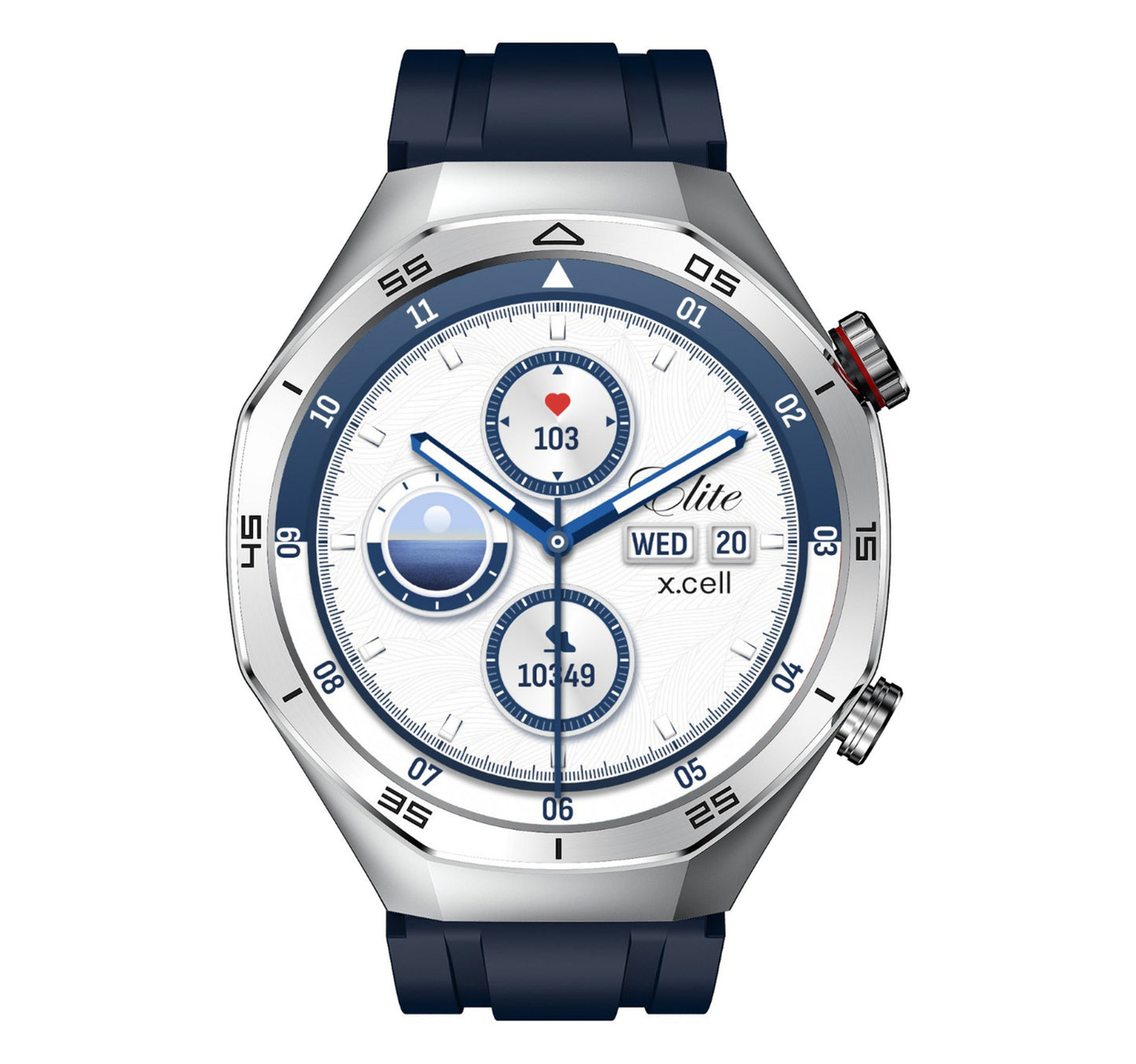 X.Cell Smart Watch Elite-7 Silicone Strap Blue Lulu Hypermarket