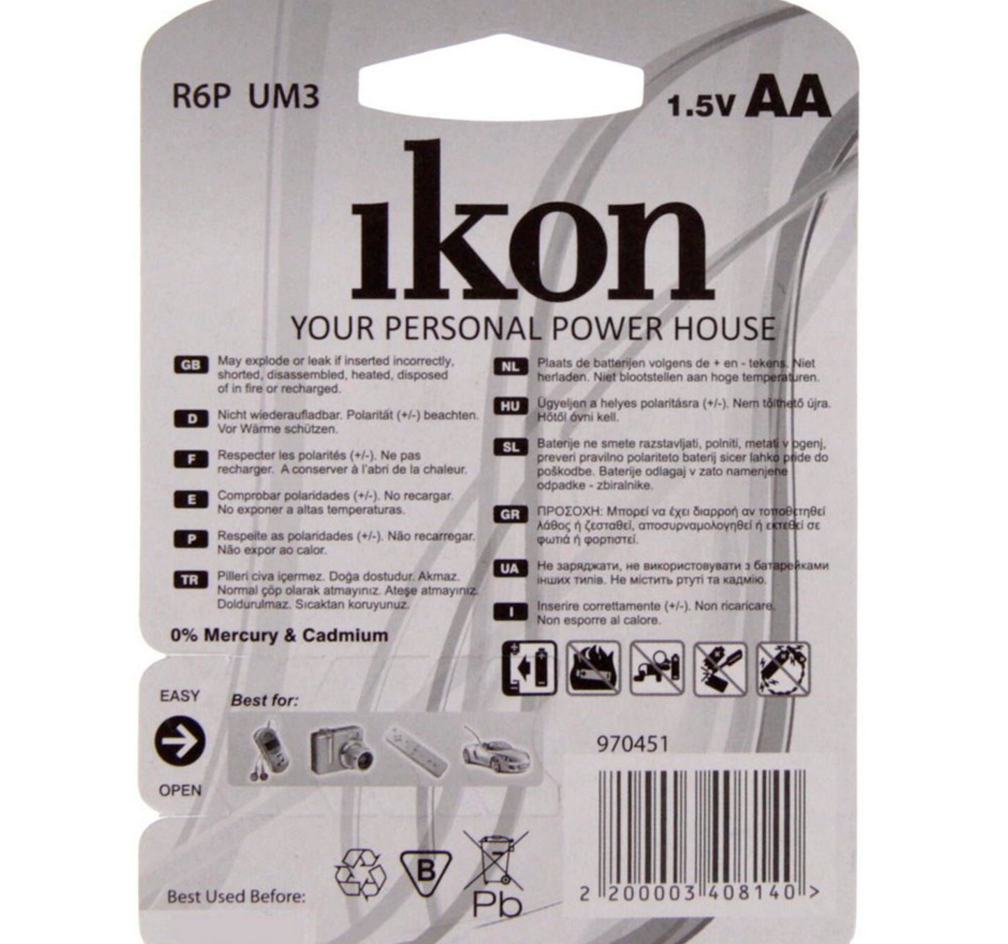 Ikon Super Heavy Duty AA Battery R6PBP2B, pack of 2Pc