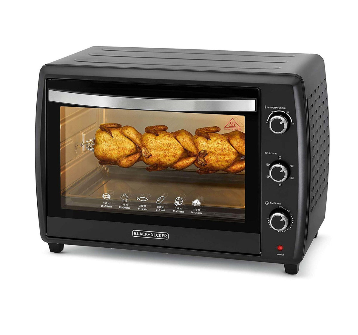 Black+Decker 70L Double Glass Toaster Oven with Rotisserie , Black, TRO70RDGBS