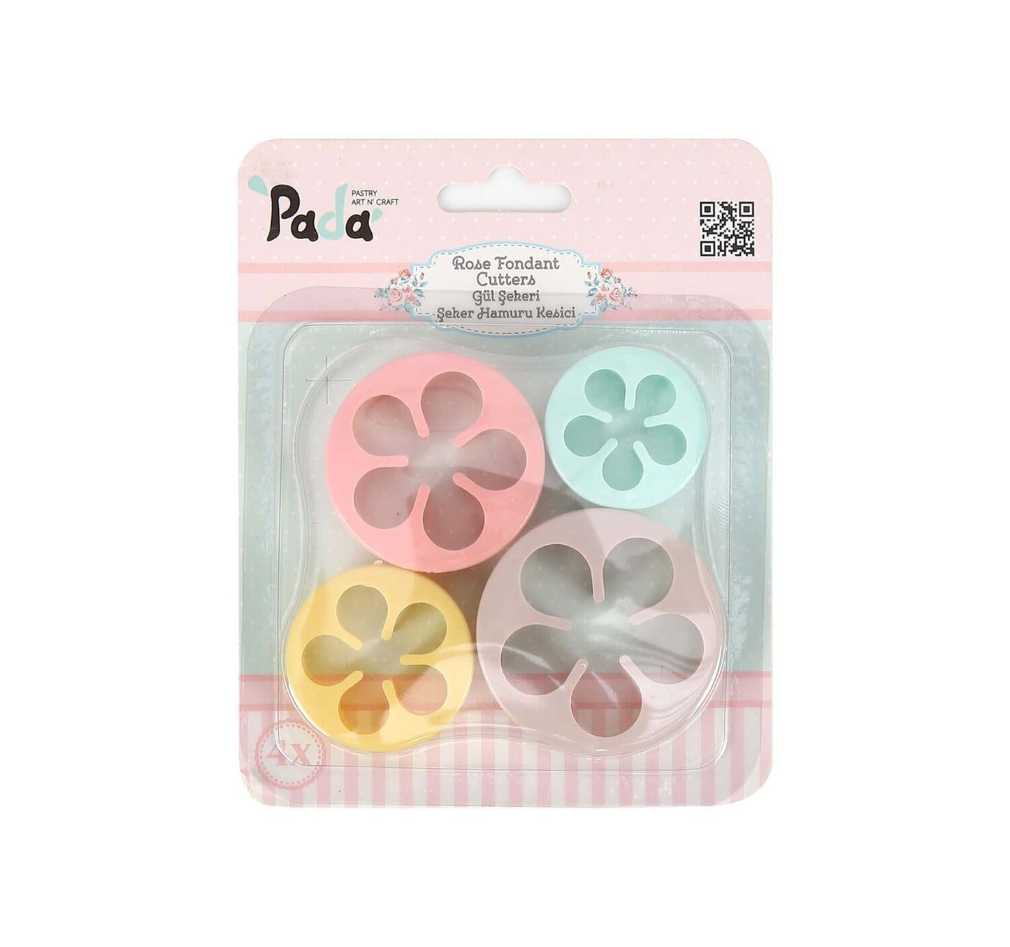 Sunplast Rose Fondant Cookie Cutters Set, 4 pcs, PD-3321