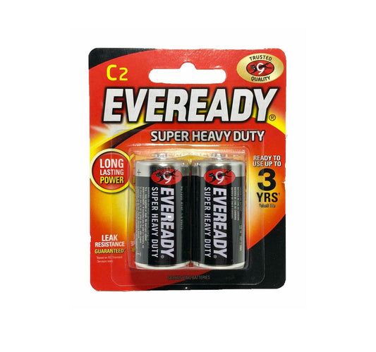 Eveready Super Heavy Duty C Size(R14) Carbon Zinc Batteries 2pcs