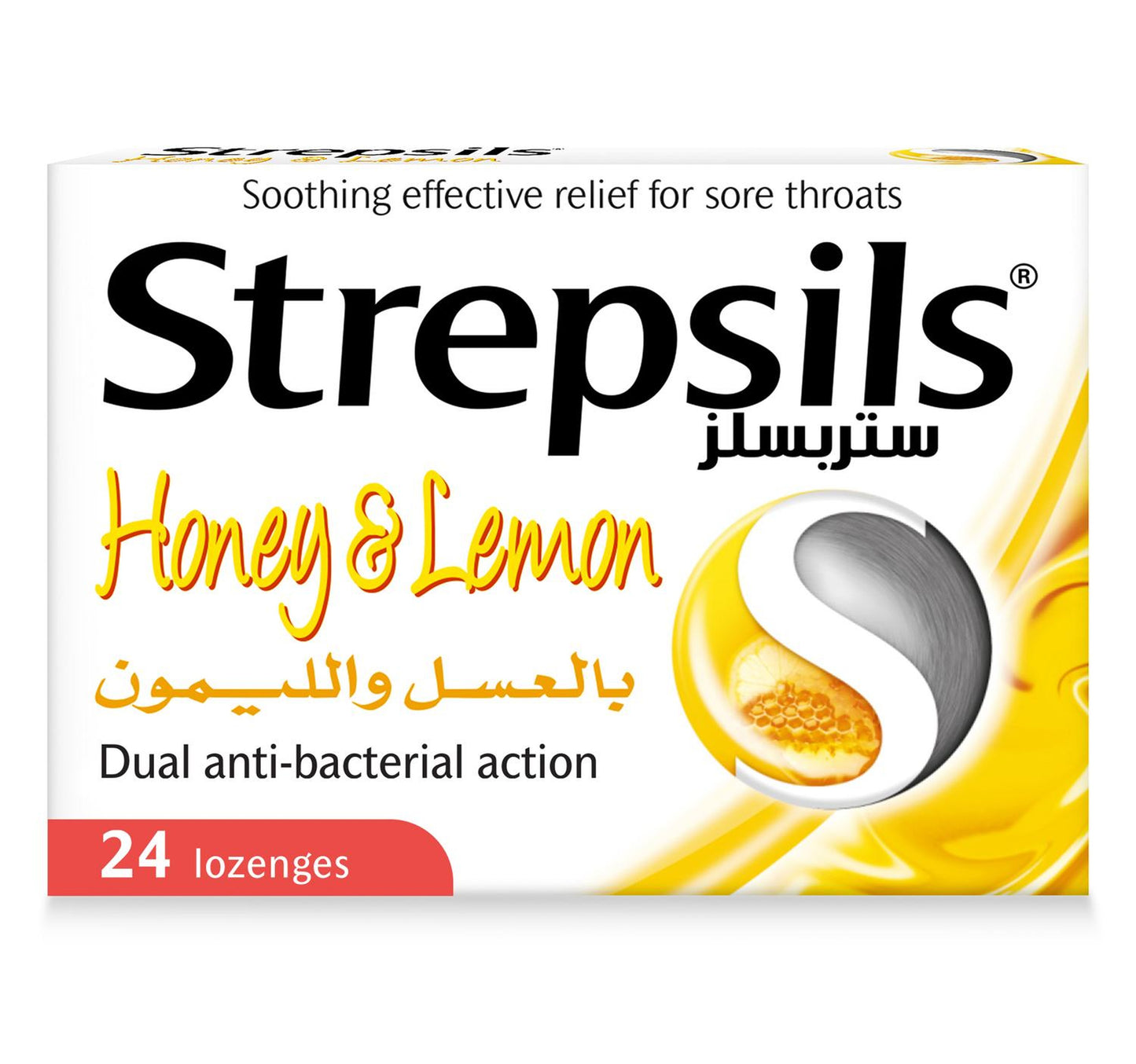 Strepsils Sore Throat Relief Honey & Lemon 24 pcs
