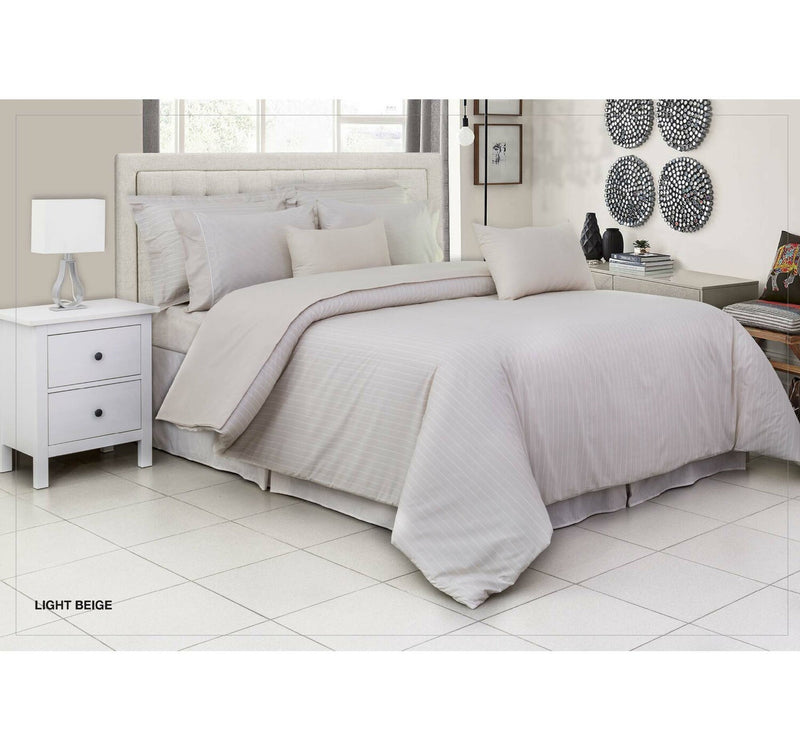 Cannon Solid Striped Collection 100% Cotton Bedsheet 259x274cm 144 Thread Count Light Beige