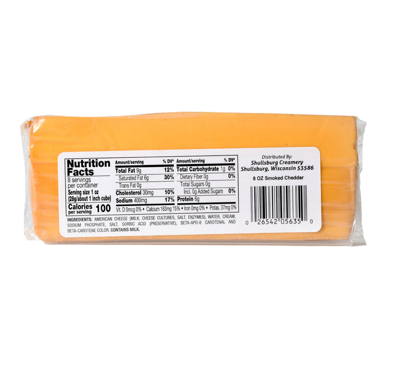 Shullsburg Creamy Natural Hickory Smoked Cheddar Retail Cheese 227 g