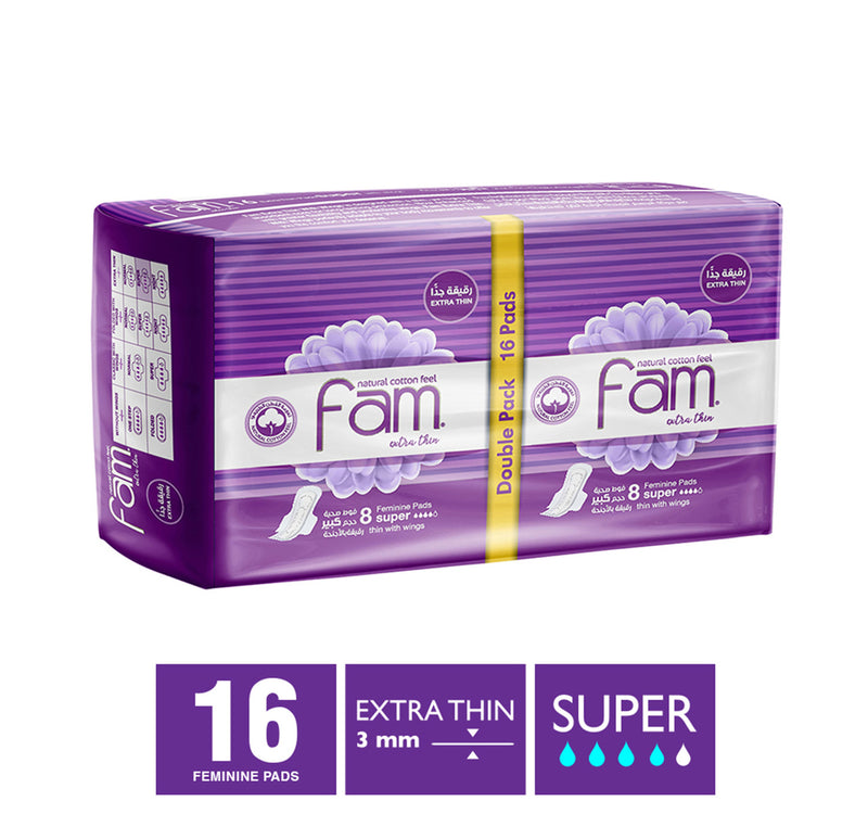 Fam Extra Thin Maxi Pads Value Pack 2 x 8 pcs