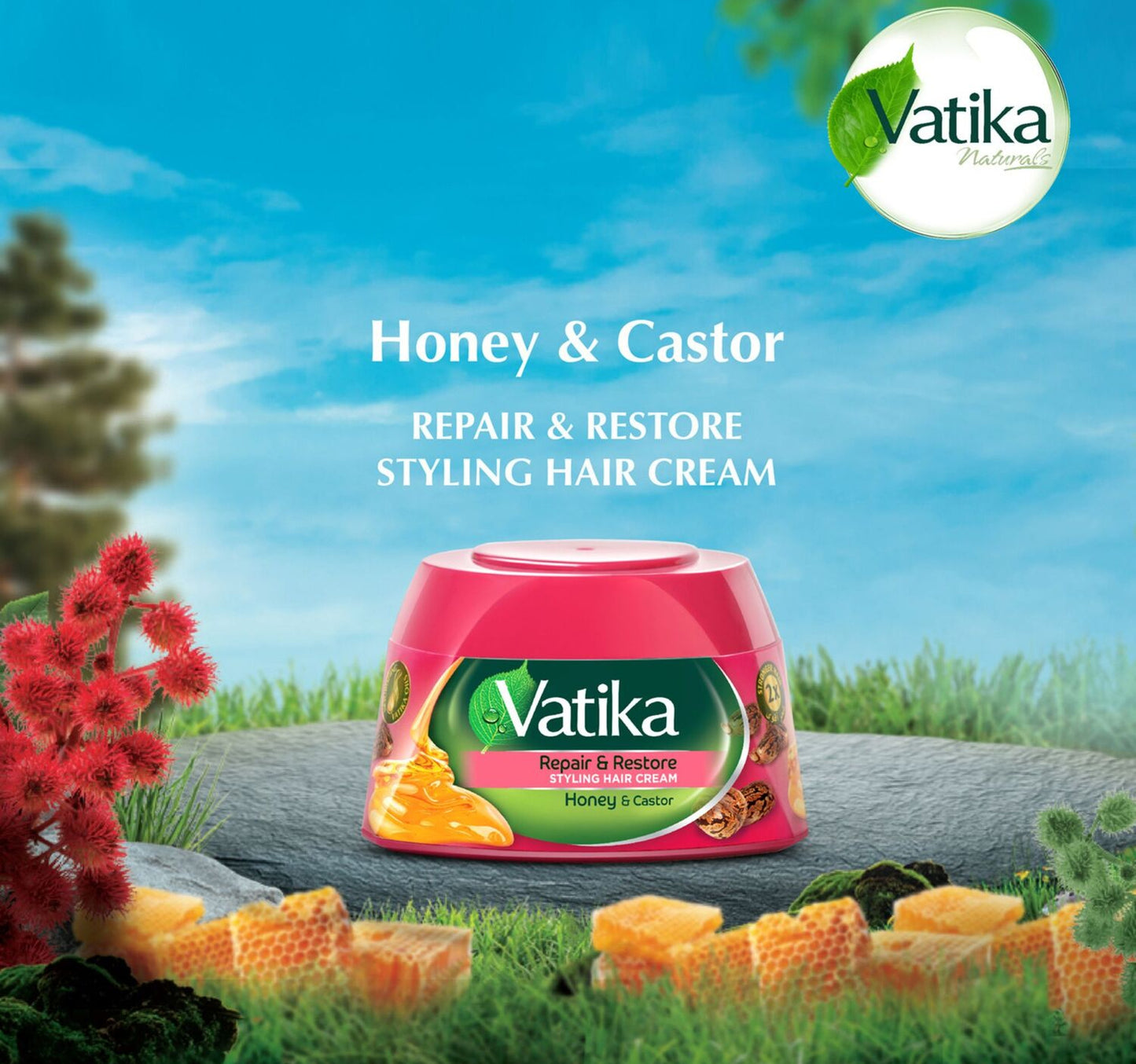 Vatika Repair & Restore Styling Hair Cream Honey & Castor 140 ml