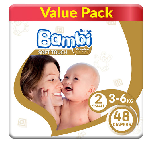 Sanita Bambi Baby Diaper Value Pack Size 2 Small 3-6 kg 48 pcs