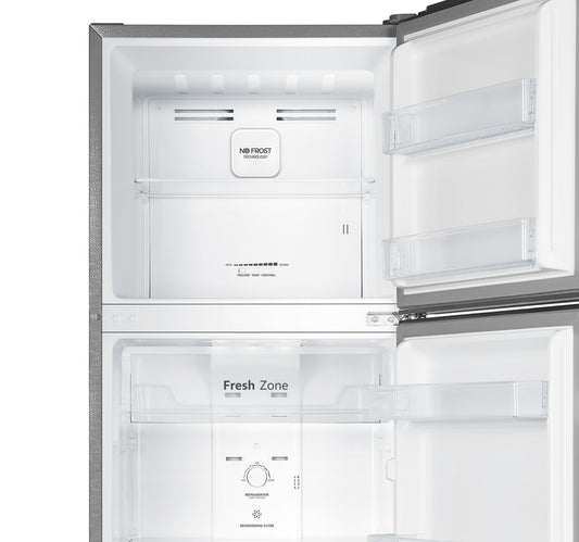 Hisense Top Mount Double Door Refrigerator, 320L Net Capacity, Stainless Steel, RT418N4ASU1