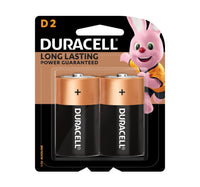 Duracell Type D Alkaline Batteries, pack of 2