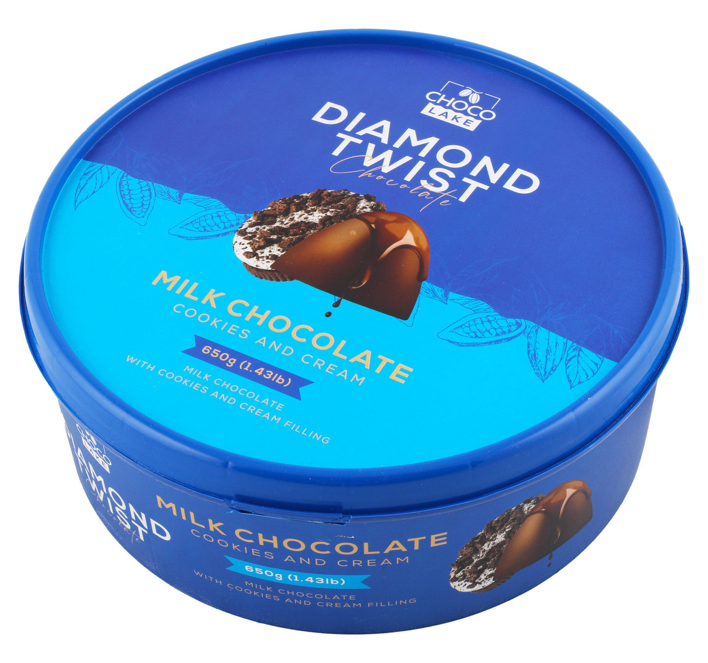 Choco Lake Diamond Twist Milk Chocolate Cookies & Cream Tub 650 g