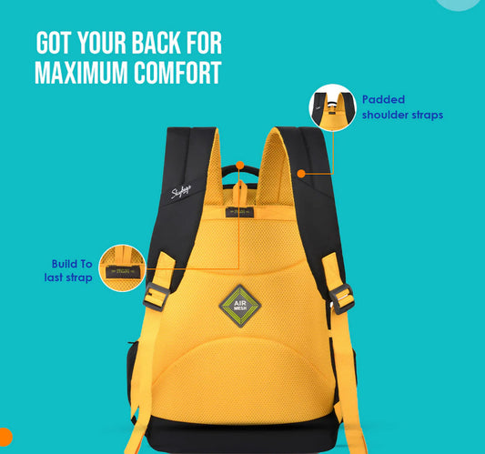 Skybags Kwid 01 Polyester School Backpack, 17 inches, Black