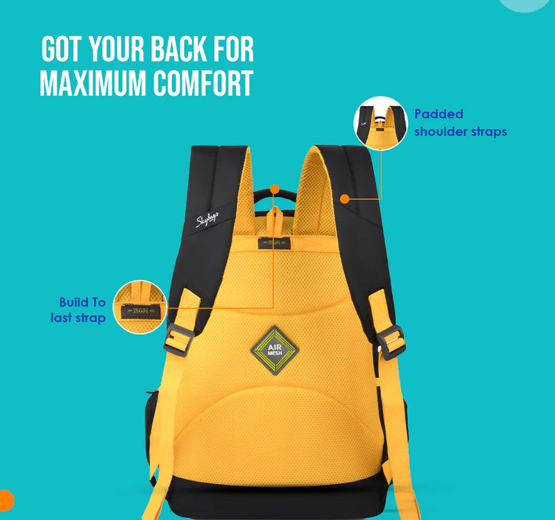 Skybags Kwid 01 Polyester School Backpack, 17 inches, Black