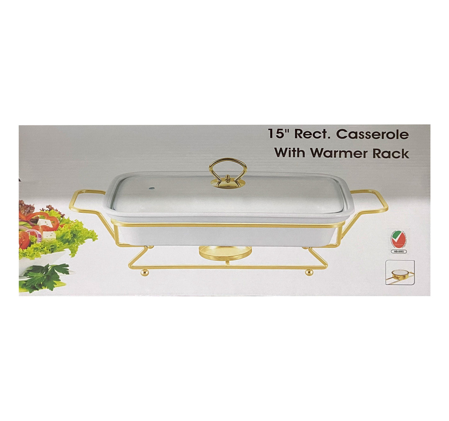 Chefline Rectangle Casserole with Warmer Rack, 15 inches, 3072