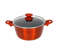 Chefline DZN28 Induction Base Ceramic Natural Coating Dutch Oven, 28 cm, Red