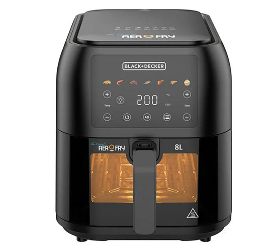 Black+Decker Slim Digital Air Fryer With Window, 8L, 1700W, SAF80W