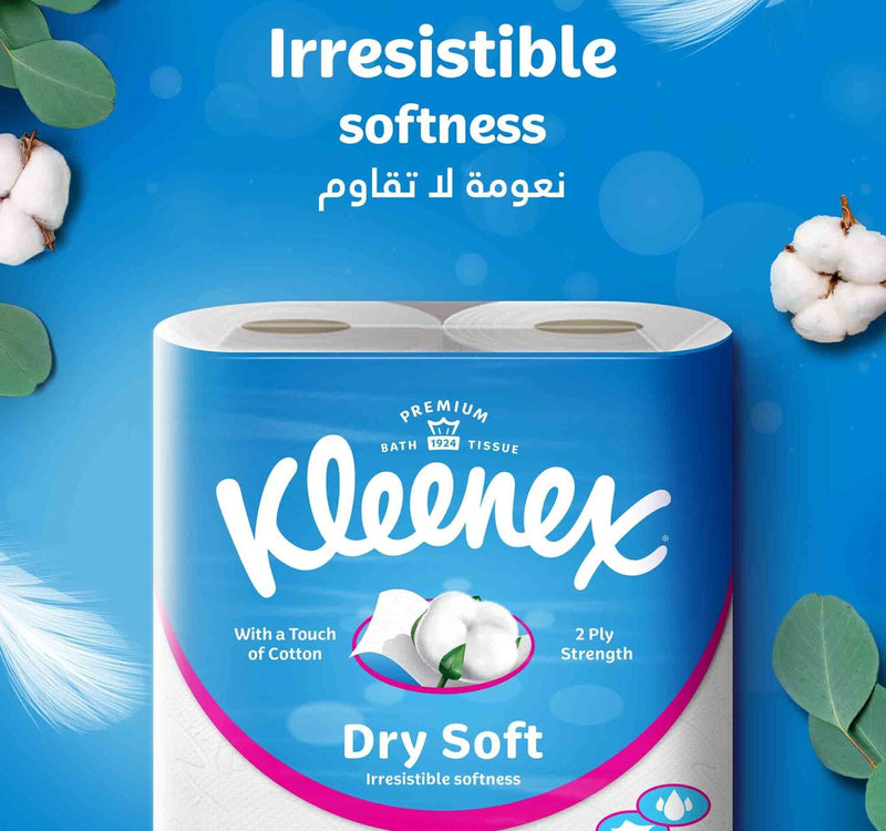 Kleenex Dry Soft Toilet Tissue Paper Embossed Bathroom 2ply 200 Sheets 16+4 Free Rolls