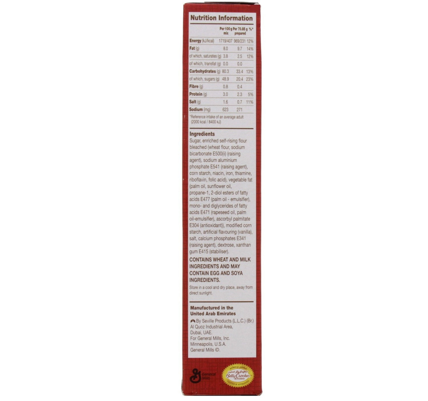 Betty Crocker SuperMoist Cake Mix Vanilla 500 g Lulu Hypermarket