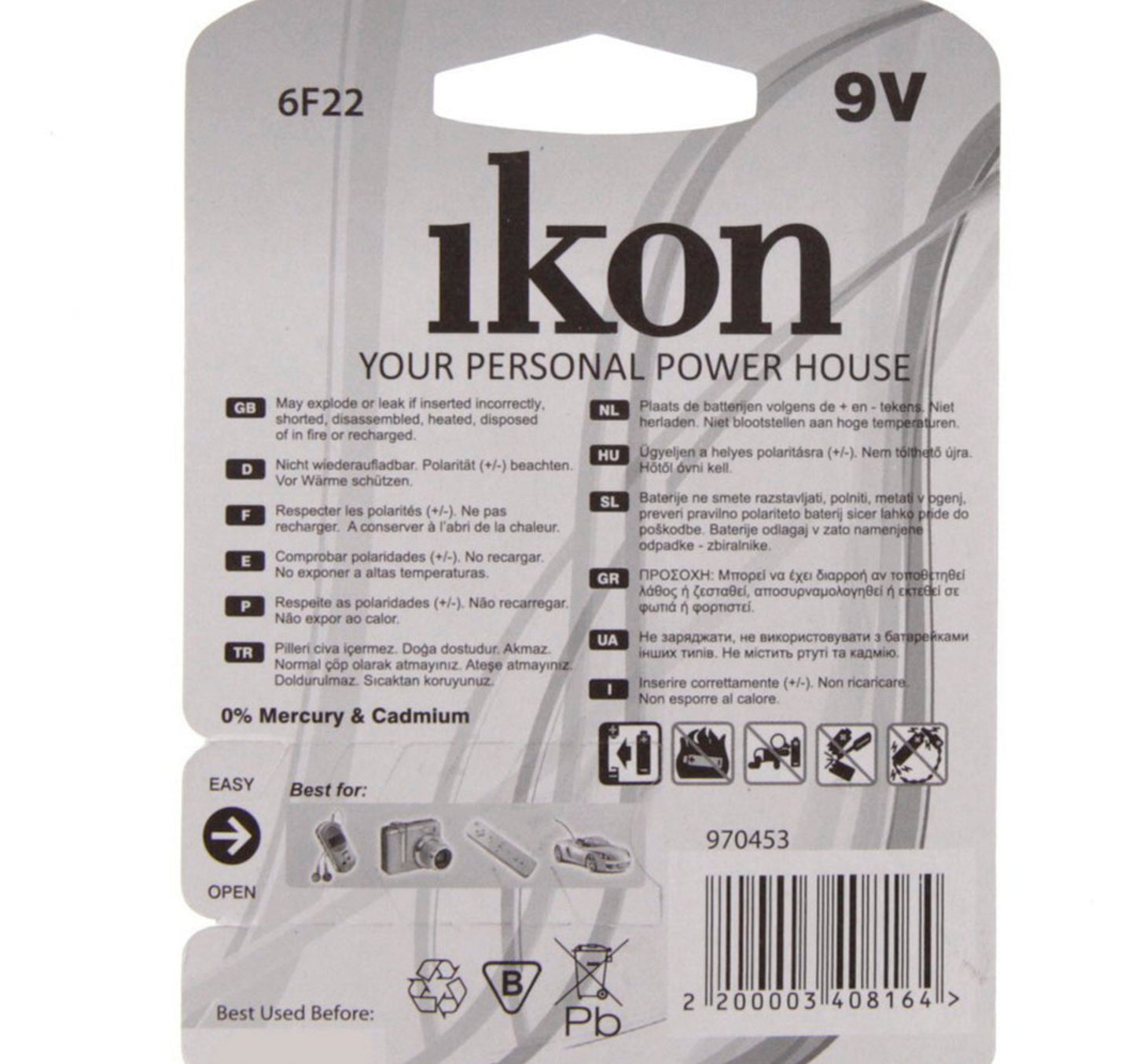 Ikon Super Heavy Duty 9V Battery IK6F22BP1, 1pc Pack