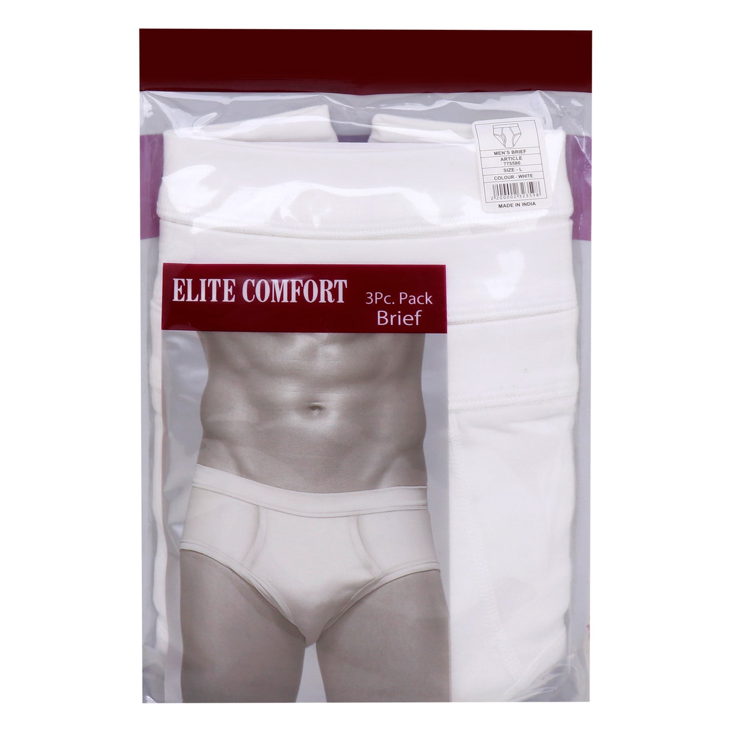 ملابس داخلية رجالية من القطن المريح من Elite Comfort، مقاس كبير، 3 قطع، أبيض، ELXBW
