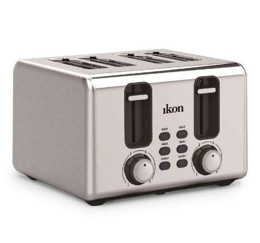 Ikon 4 Slice Bread Toaster, 1350-1600 W, Stainless Steel, IK-CBT04
