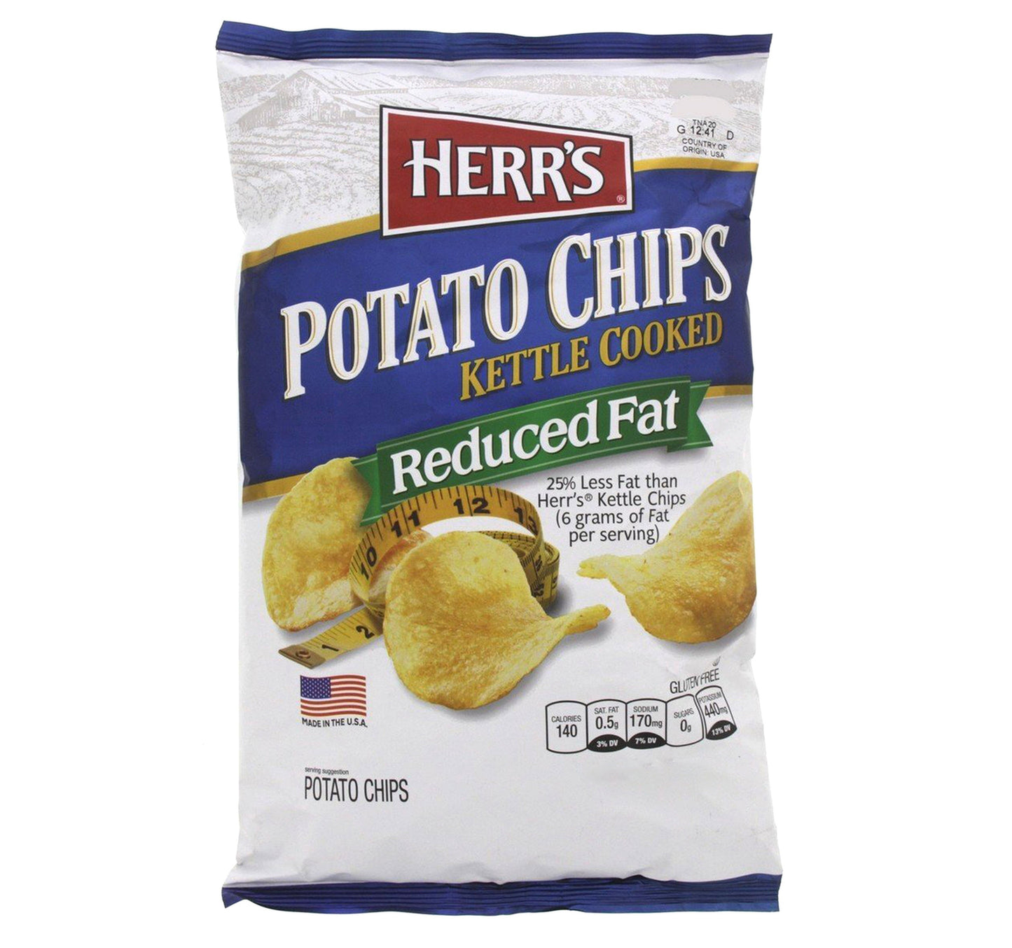 Herr's Kettle Cooked Reduced Fat Potato Chips 142 g