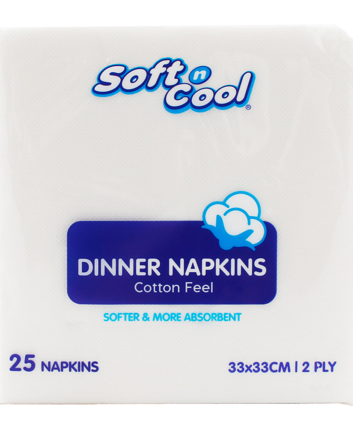 Soft N Cool Dinner Napkins Cotton Feel 2 Ply 33 x 33cm 25 pcs