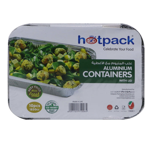 Hotpack Aluminium Containers With Lid 1850cc 10pcs