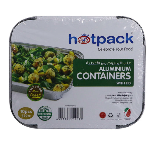 Hotpack Aluminium Containers With Lid 420cc 10pcs