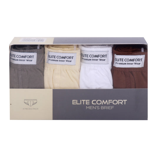Elite Comfort Combed Cotton Men's Brief, L, 4 pcs, Assorted