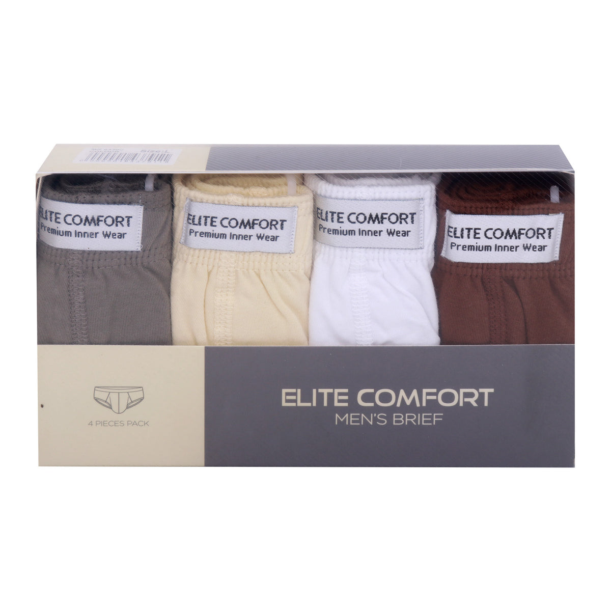 Elite Comfort Combed Cotton Men's Brief, L, 4 pcs, Assorted