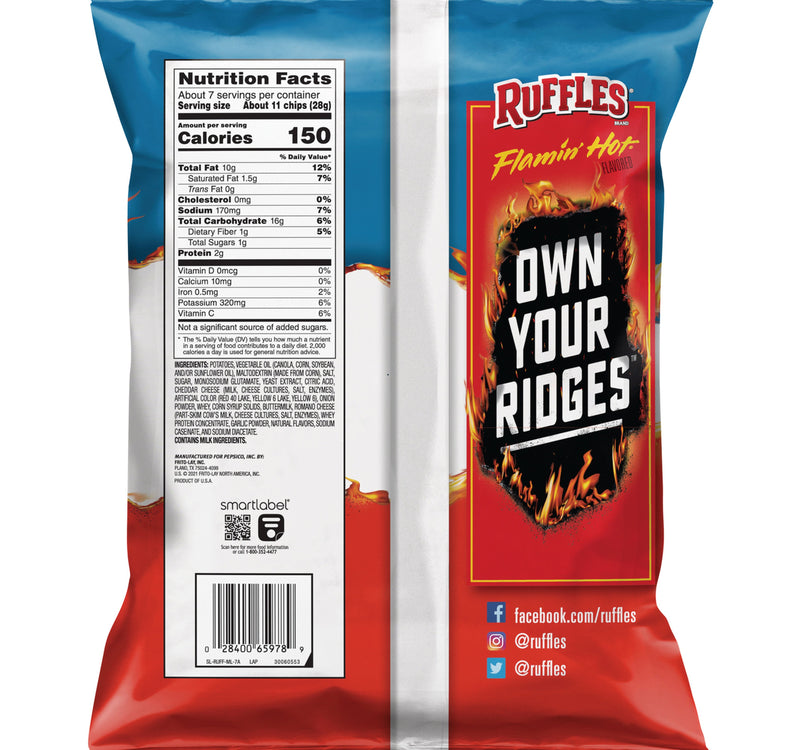 Ruffles Flamin Hot Flavored Potato Chips 184.2 g