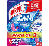 Harpic Active Fresh Toilet Cleaner Rim Block Floral Blossom Scent Value Pack 3 x 35 g