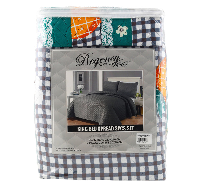 Regency King Bed Spread 220 x 240cm 3pcs Set Assorted