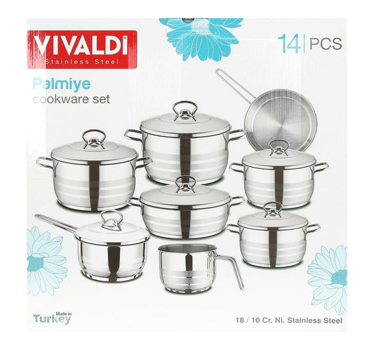 Vivaldi Stainless Steel Cookware Set 14pcs 0725 Made In Turkey