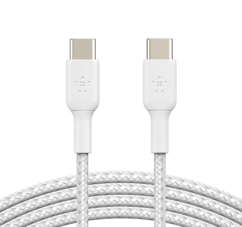 Belkin BoostCharge Braided USB-C to USB-C Cable, 1 m, White, CAB004BT Lulu Hypermarket