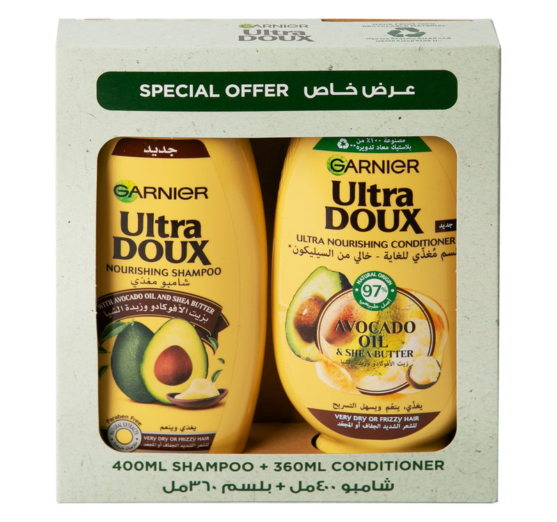 Garnier Ultra Doux With Avocado Oil And Shea Butter Nourishing Shampoo 400 ml + Conditioner 360 ml