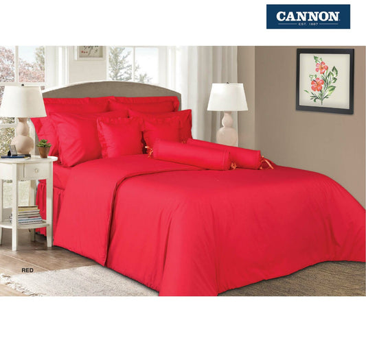 Cannon Fitted Sheet + Pillow Cover Plain Single Size 120x200cm Red