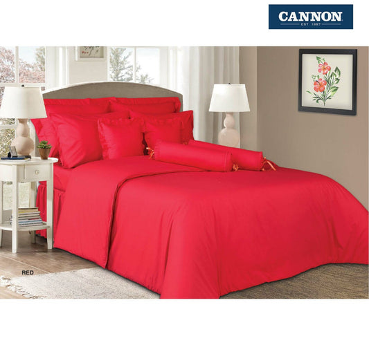 Cannon Bed Sheet + Pillow Cover Plain Single Size 168x244cm Red
