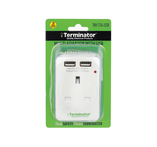 Terminator 3 Way Socket 2 USB TMA173A