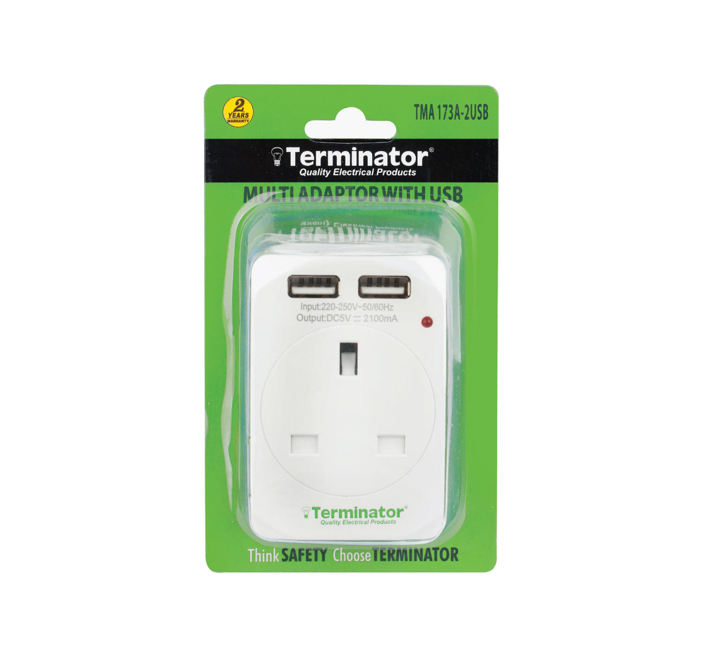 Terminator 3 Way Socket 2 USB TMA173A