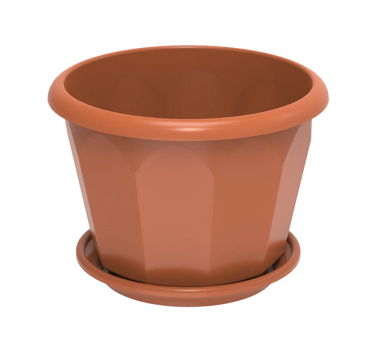 Cosmoplast Hexagonal Flowerpot with Tray 10" IFFP25052 Assorted Color