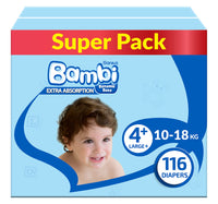 Sanita Bambi Baby Diaper Size 4+ Large 10-18 kg 116 pcs