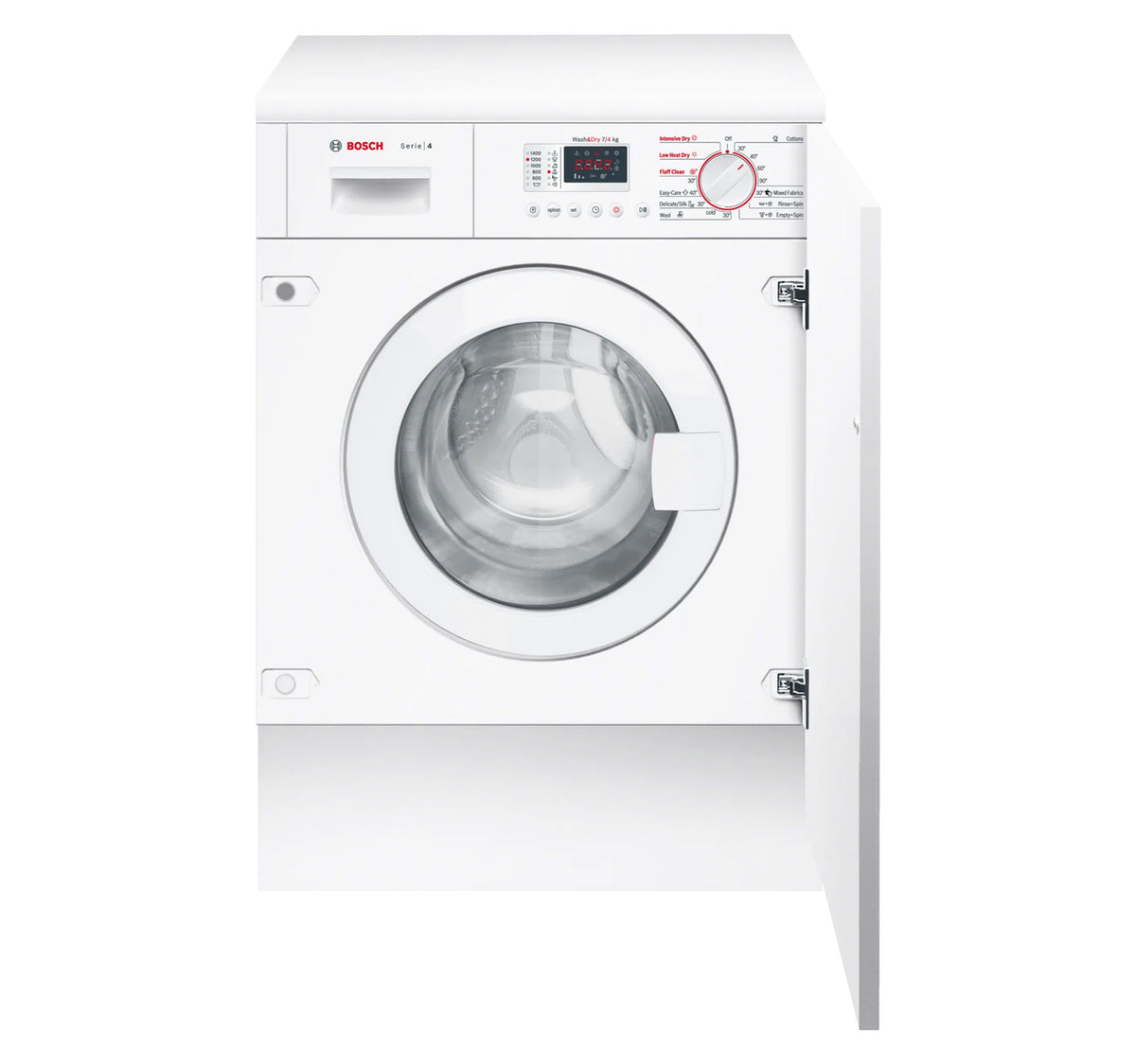 Bosch Series 4 Built-in Washer & Dryer, 7/4 kg, 1400 RPM, White, WKD28351GC