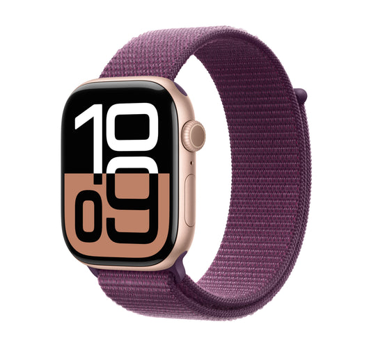 Apple Watch Series 10 GPS, 46 mm Rose Gold Aluminium Case with Plum Sport Loop, MWWV3QA/A Lulu Hypermarket