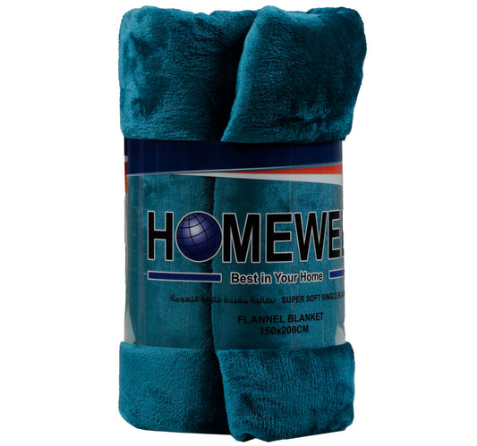 Homewell Solid Super Soft Single Flannel Blanket, 150 x 200 cm, Assorted