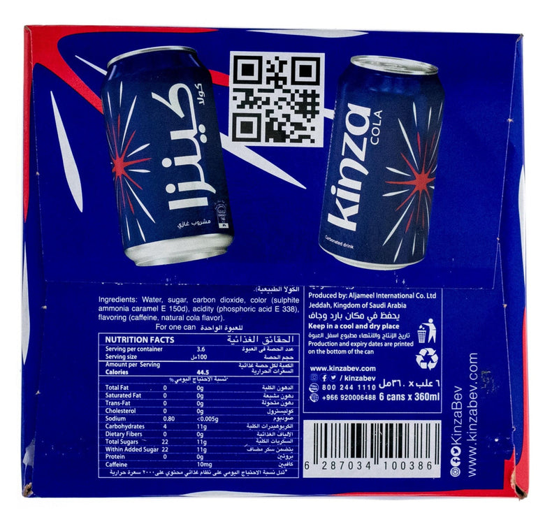 Kinza Carbonated Drink Cola 6 x 360 ml