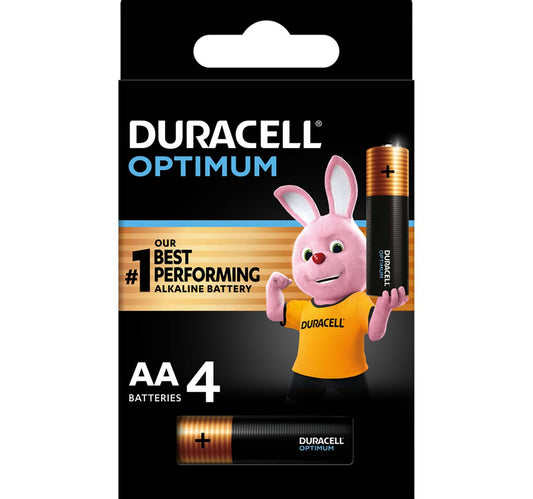 Duracell Optimum Type AA Alkaline Batteries, pack of 4