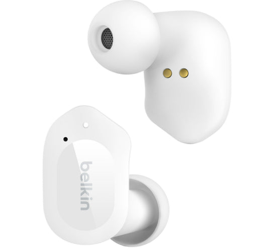 Belkin SOUNDFORM (TWS-C005)True Wireless Earbuds (Bluetooth Headphones with Noise Isolation, Touch Controls, 24 Hours Playtime, Sweatproof) Wireless Headphones, Bluetooth Earbuds,White